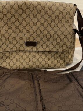 Gucci Brown Beige Monogram Messenger Bag